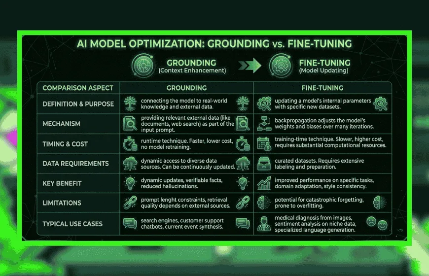 Grounding vs. Fine-Tuning
